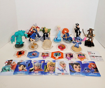 Disney Infinity Characters Lot Includes 17pcs Asst Figures and Power Discs Shown