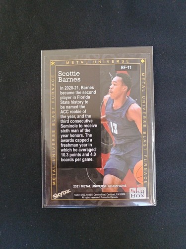 2021 Skybox Metal Universe Champions Scottie Barnes BF-11 Blast Furnace - Bild 2 von 2