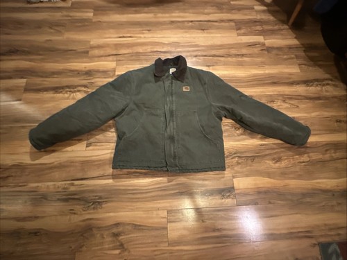 Carhartt Jacke J22MOS USA Union Cord Kragen Stepp gefüttert Moosgrün Canvas L