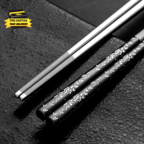 Metal Chopsticks with Case Stainless Steel Chopsticks Titanium Plated Reusable C - Picture 6 of 7