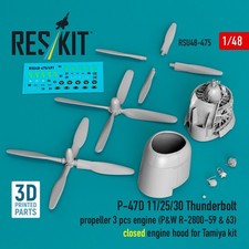 148 Reskit Rsu48-0475 P-47d 112530 Thunderbolt Propeller 3 Pcs Engine Pw