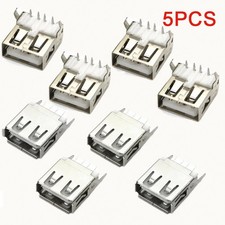5-Piece USB Type-A Female PCB-Mount Connector Set   Through-Hole USB 2.0 Socket