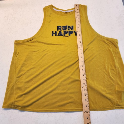 Brooks Tank Top Run Happy Stretch Logo Lightweight Yellow Womens XXL 2XL NEW - Picture 10 of 10