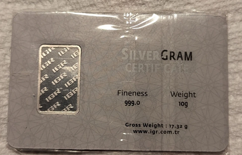 Istanbul IGR Fine Silver 10grams .999 Fine Silver Bar With Coa Assay Card!!!!!! - Image 2 of 2