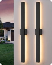 EDISHINE 39.3" LED Outdoor Wall Lights Dimmable, 2 Pack Long Exterior Lighting