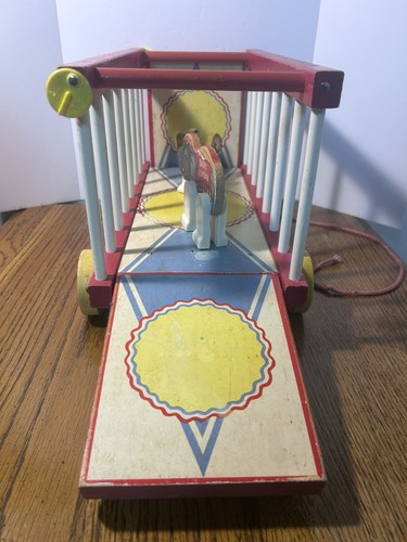 Vintage 1962 Fisher Price Wooden Circus Wagon With Animals Tiger Elephant - Picture 6 of 22