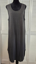 Aerie Midi Dress S Relaxed Fit Charcoal Gray Linen Blend Loungewear Resort