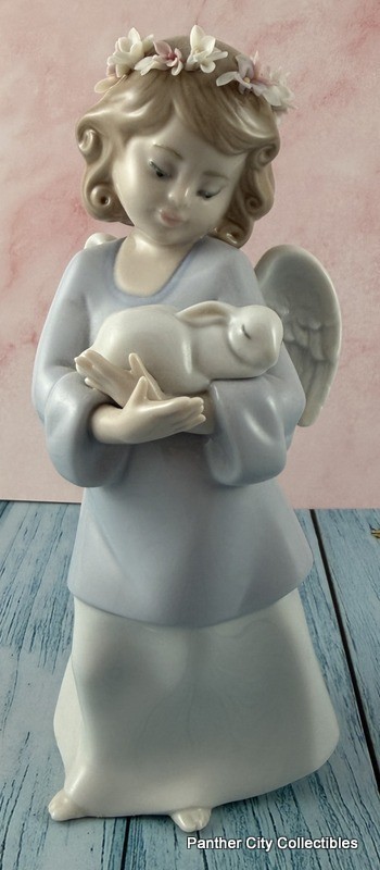 Lladro #6856 Heavenly Love Angel With Bunny Spain Made Porcelain