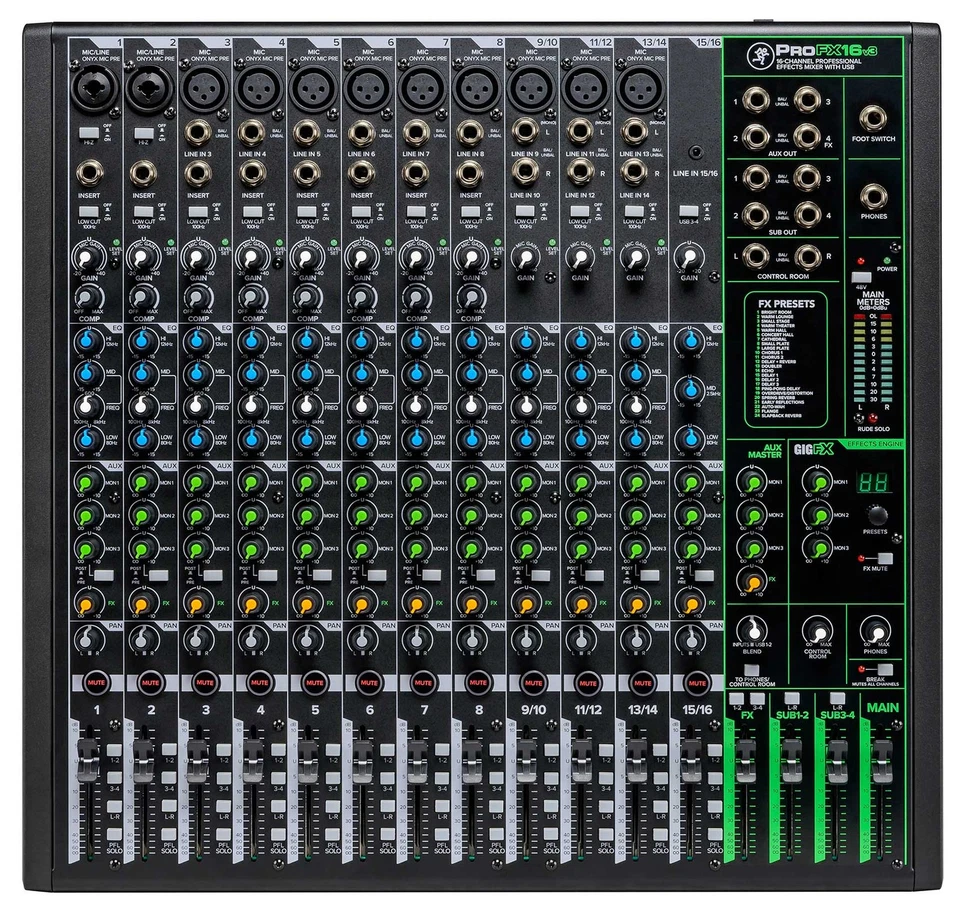 Mackie ProFX16v3 16-Channel 4-Bus Effects Mixer w/USB ProFX16 v3+AKG Microphone - Image 2 of 4