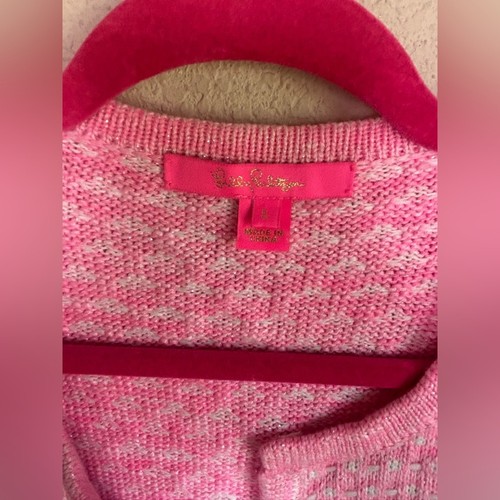 Lilly Pulitzer Kienna Strick Cardigan in Calla Lilly Pink Metallic meliert L - Bild 7 von 11