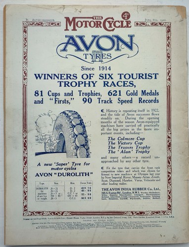 Motor Cycle Magazine 1922 Junior Senior TT Reports, Winners, Engines Ner a Car - Picture 13 of 13