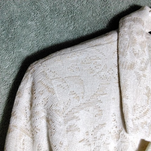 Misook Blazer Womens Large Ivory Gold Knit Jacquard Single Button Formal Jacket - Picture 4 of 17