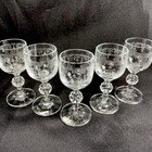 5 Vtg Bohmeia Cascade Fine Lead Crystal Cordial Liqueur Etched Glasses. Set of 5