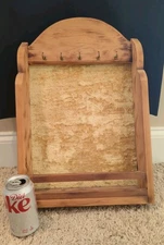 MCM Vintage Wall Caddy Letter Mail Key Holder Groovy Gold & Wood, Brass Hooks  