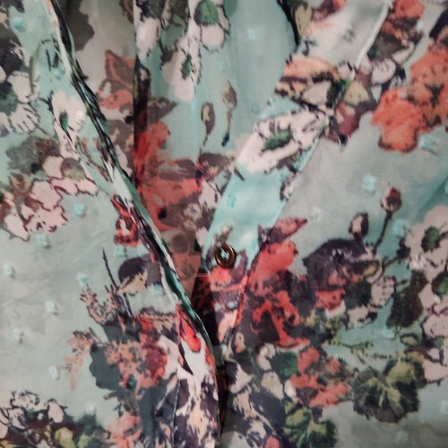 Kut From The Kloth Damen Tunika transparent türkis Blumen Langarm Medium Boho - Bild 8 von 10