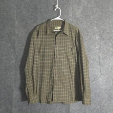 Tilley Button Up Shirt Mens L Plaid Long Sleeve Polyester Outlast Rayon Casual