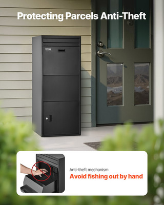 Package Delivery Boxes for Outside, 47.2 in Mailbox for Parcel with Lock, Black