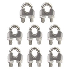 8 Pack M10 3/8 304 Stainless Steel Wire Rope Cable Clip Clamp, U-Bolt