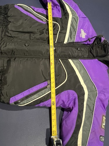CHOKO Purple Black Silver Snowmobile Jacket Sz Med Sherpa Made Canada Bear Logo - Bild 4 von 15