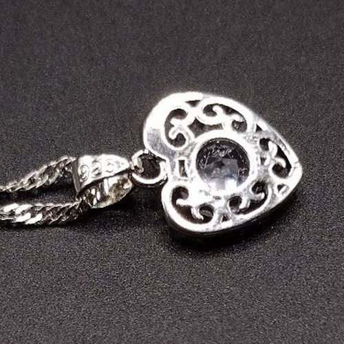 925 Sterling Silber Halskette Weinrebe Herz CZ Diamant Böhmische Damen Geschenk - NEU! - Bild 4 von 8