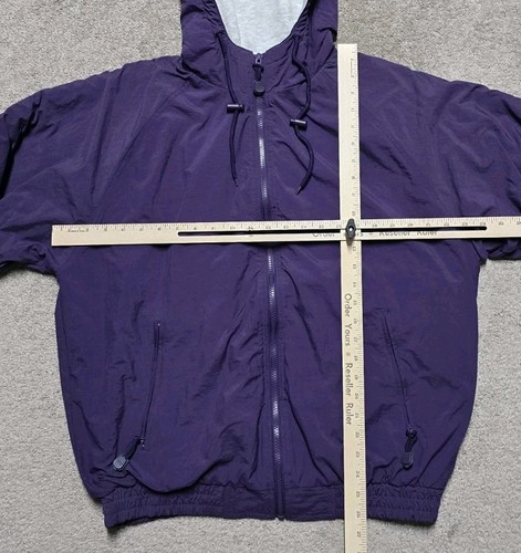 Weatherproof Vintage Fleece Lined Nylon Windbreaker Hooded Jacket Mens M Purple - Picture 16 of 20