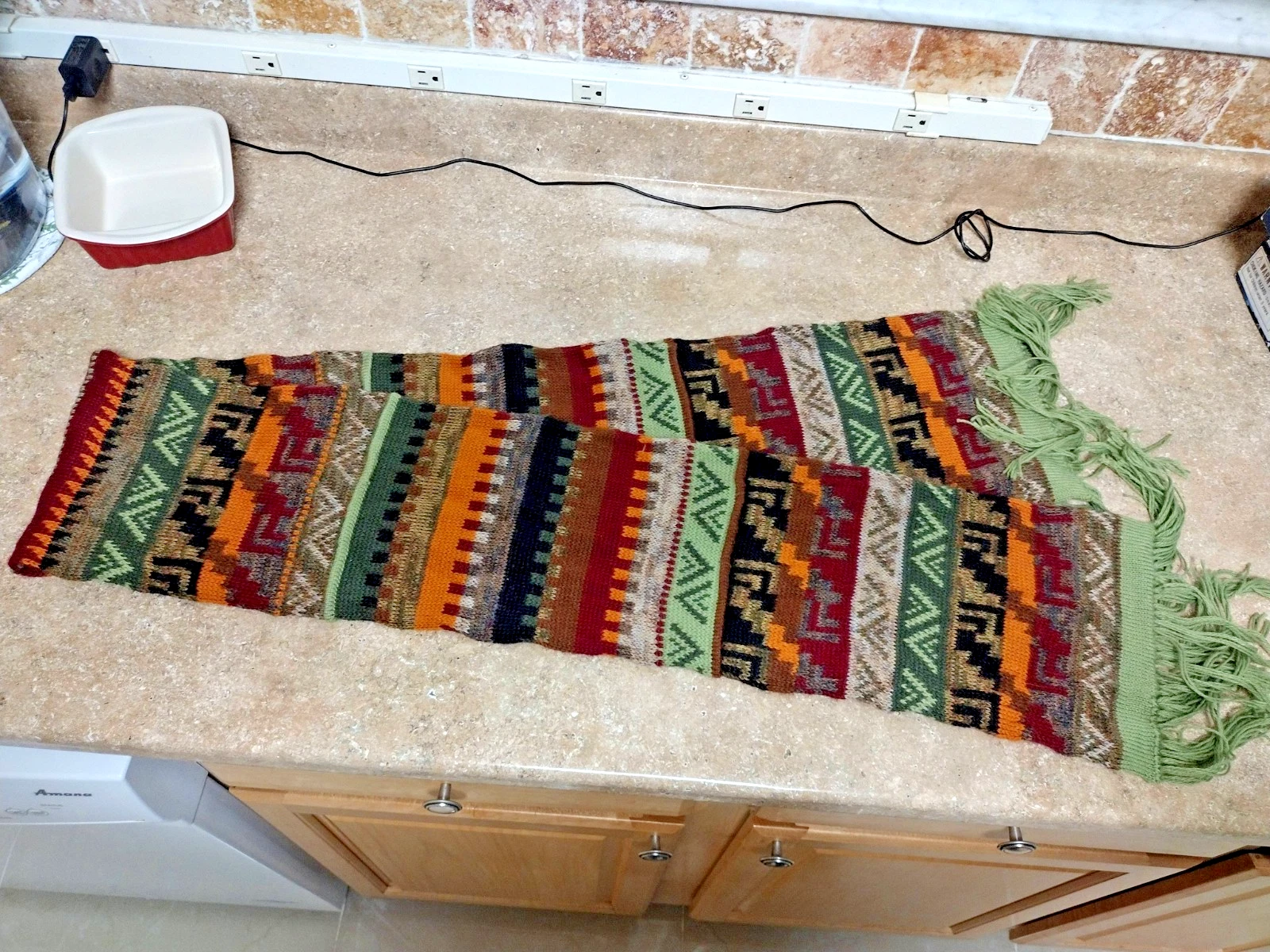 Peruvian Andean Knit Scarf Shawl – Traditional Ethnic Pattern Fringe – Unisex