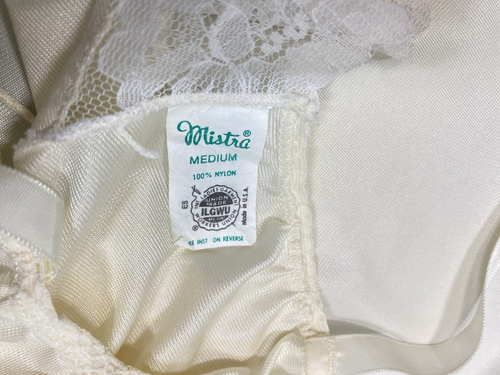 Camisole Top SIZE MEDIUM Cami ivory lace MISTRA 70s 80s nylon classic - Picture 3 of 9