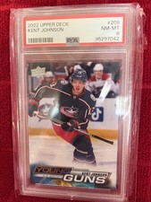 2022 Upper Deck Young Guns #209 Kent Johnson Columbus Blue Jackets PSA NN-MT 8
