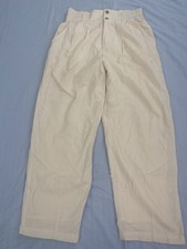 Urban Outfitters Wide Leg Trousers Elastic Waist Pleats Cream Women’s Size M