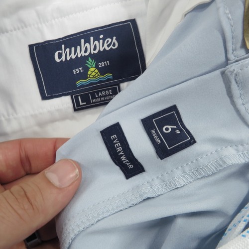 Chubbies Shorts Men Large 6" Light Blue Everywear Elastic Waist Surfer Casual - Picture 7 of 11