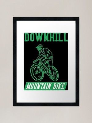Downhill Mountainbike grün gerahmt gerahmt Wandbild Poster Leinwanddruck Bild