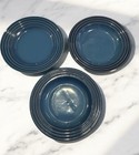 Set of 3 LE CREUSET Coupe Pasta Bowls Blue Stoneware 3 Ring Large 10"