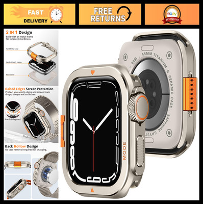 Rugged Metal Case for Apple Watch Series 9/8/7 45mm - Protective Bumper Cover