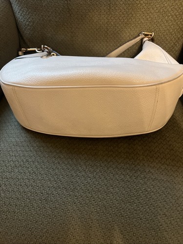 Coach Pebbled Creamy White Leather Harley East West Hobo Purse Crossbody Handbag - Picture 5 of 13