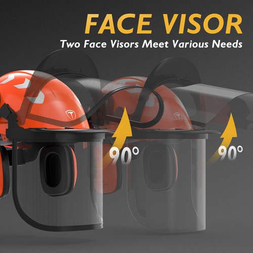 Forstschutzhelm mit Gehörschutz Kettensägenhelm mit Netzgesichtsschutz - Bild 3 von 7