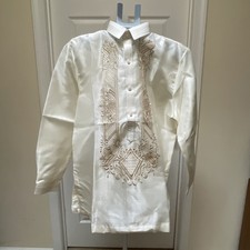 Barong Tagalog Embroidered Beige L