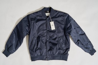 Reigning Champ Econyl Satin Nylon Stadium Jacket Size Large Navy RC-4236 NWT
