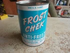 Vintage Empty Metal Quart Frost Chek Antifreeze Oil Can NICE! Lot 26-50