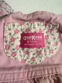 Vintage OshKosh B'gosh Girls Pink Floral Denim Overall One Piece 2T Snap