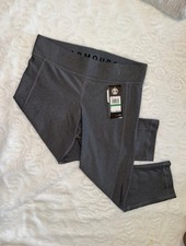 Under Armour Gray Heat Gear Fold-Over Waist Fitted Capri Leggings Pants SizeLG