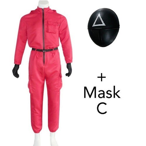 Adult Kid Hoodie Jumpsuit Mask Costume Squid Villain Cosplay Uniform Outfit - Picture 20 of 30