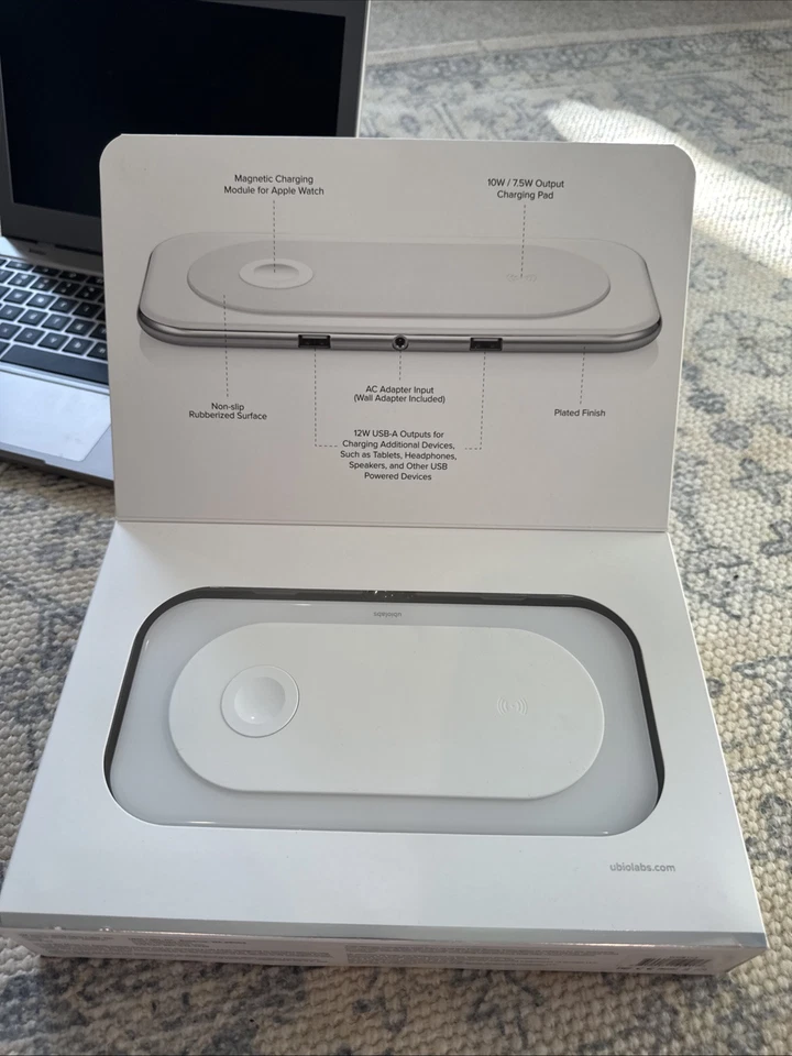 ubiolabs Wireless Fast Charging Pad for iPhone + Apple Watch Charger - White - Image 4 of 4