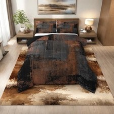 Black Brown And Grey Bedding Set For Adults,Grunge Watercolor King Multi 16