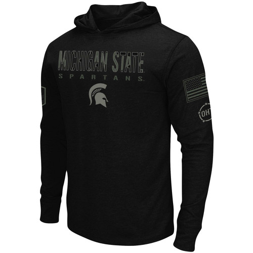 Men's Colosseum Black Michigan State Spartans OHT Military Appreciation Hoodie - Picture 2 of 4