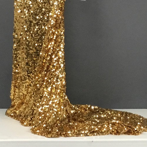 Clarisse Dress Womens 8 Gold Sequin One Shoulder Formal Evening Gown Train Prom - Picture 7 of 13