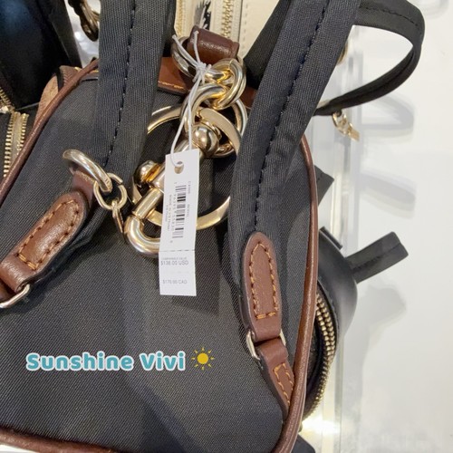 NWT COACH CX066 Mini Court Backpack Bag Charm Signature Canvas Leather Tan/Brown - Picture 7 of 7