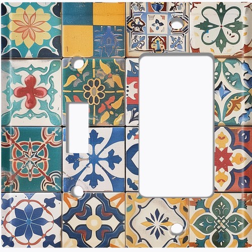 Interruptor de luz de metal cubierta de salida placa de pared colorido azulejo floral decoración TLL106 - Imagen 30 de 35