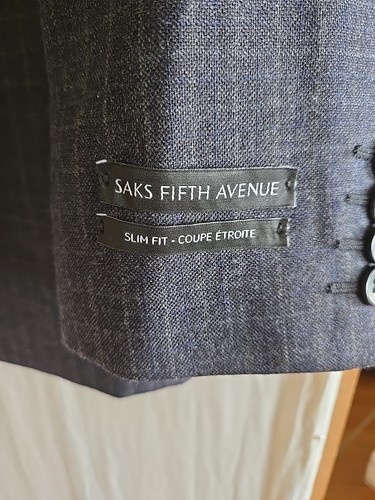 NEW  Sax Fifth Avenue Suit Coat Blazer Gray Wool  Check 40R Slight As Is Slim - Picture 4 of 8