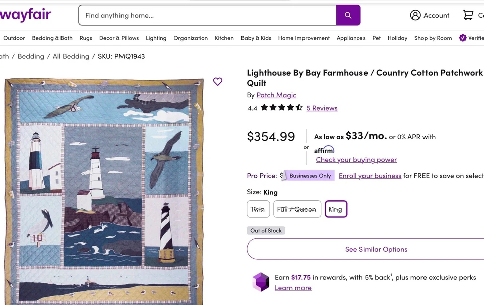 Nice! PATCH MAGIC Patchwork Quilt QUEEN BEDSPREAD SET 85x95 LIGHTHOUSE NAUTICAL - Image 2 of 4
