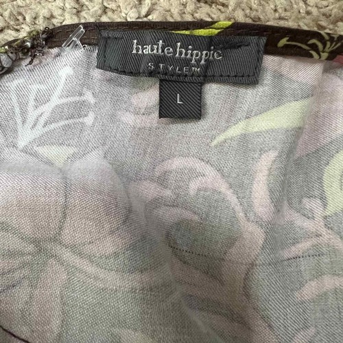 Haute Hippie pink halter top floral mock neck open back size L boho baddie - Picture 4 of 10